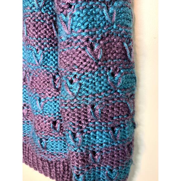 1960s Sweater Bee Banff LTD Fuzzy Stripes Maximalist Soft Turtleneck Sweater M - Picture 4 of 5